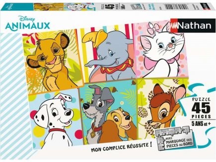 PUZZLE LES HEROS DISNEY 101 DALMATIENS - ROI LION - BAMBI - BELLE CLOCHARD : 45 PIECES - NATHAN - 86474