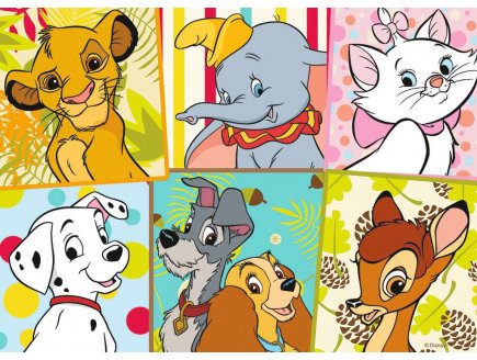 Puzzle les heros disney 101 dalmatiens - roi lion - bambi - belle clochard : 45 pieces - nathan - 86474
