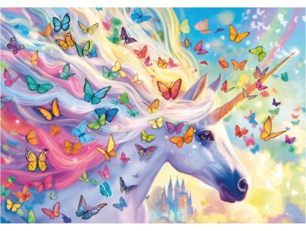 Puzzle licorne arc en ciel et les papillons 500 pieces - collection animal fantastique - Educa - 20254