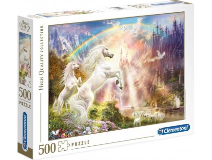Puzzle licorne blanche et chateau avec un arc en ciel 500 pieces - collection paysage - Clementoni - 35054