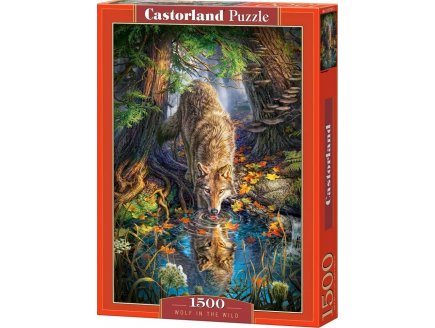 Puzzle loup boit dans la rivere de la foret - 1500 pieces collection animaux sauvages - castorland