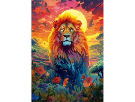 PUZZLE MAJESTUEUX LION AU COUCHE DU SOLEIL 500 PIECES - COLLECTION ANIMAUX DE LA SAVANE - EDUCA - 20261