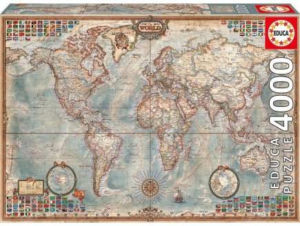 Puzzle mappemonde 4000 pieces - collection carte du monde - Educa - 14827