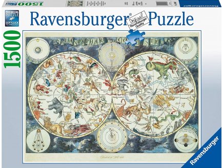 Puzzle mappemonde des animaux fantastiques 1500 pieces - collection animaux prehistoriques - Ravensburger 160037