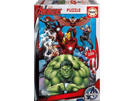 PUZZLE MARVEL AVENGERS HULK - IRON MAN - CAPTAIN AMERICA THOR 200 PIECES - COLLECTION SUPER HEROS - EDUCA - 15933