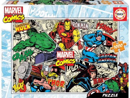 Puzzle marvel comics : hulk iron man thor black widow  1000 pieces - collection super heroes - Educa 18498