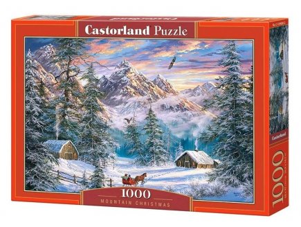 Puzzle matin d'hiver enneige 1000 pieces - christmas village, cottage & chalet - castorland