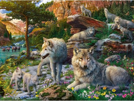 PUZZLE MEUTE DE LOUPS DANS LA FORET AU PRINTEMPS - 1500 PIECES COLLECTION PAYSAGE - RAVENSBURGER - 165988