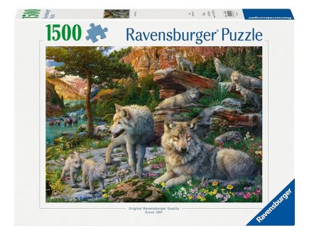 Puzzle meute de loups dans la foret au printemps - 1500 pieces collection paysage - Ravensburger - 165988