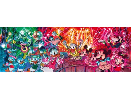 PUZZLE MICKEY ET MINNIE DONALD RIRI FIFI LOULOU : SOIREE DISCO 1000 PIECES - COLLECTION PANORAMA DISNEY - CLEMENTONI - 39660