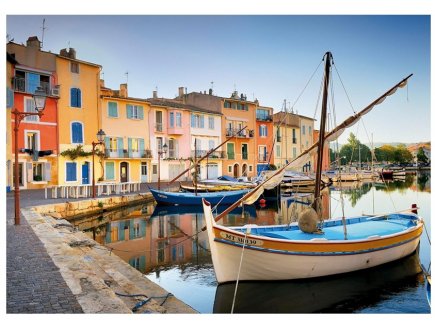 PUZZLE MIROIR AUX OISEAUX, PORT DE MARTIGUES, FRANCE 1000 PIECES - BATEAUX, VILLE - EDUCA - 19928