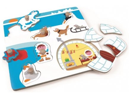 Puzzle mixte esquimau - 2 en 1 - 10 pieces - Scratch - puzzle a encastrer 