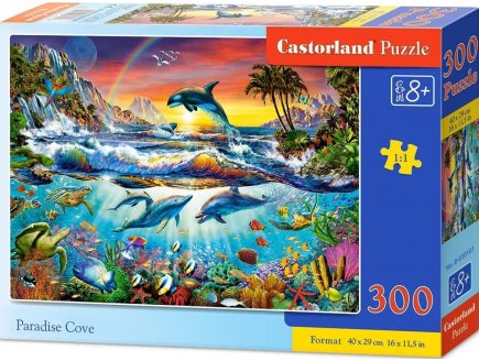 Puzzle monde sous marin : dauphin tortue orque 300 pieces - collection ocean - castorland