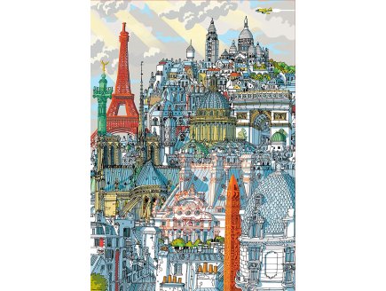 PUZZLE MONUMENTS DE PARIS : TOUR EIFFEL - MONTMARTRE - 1000 PIECES - COLLECTION FRANCE - EDUCA 19264