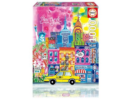 Puzzle New-York illustré, Car Pintos 1000 pieces - Illustration & Artiste, Etats-Unis, USA - Educa - 20558