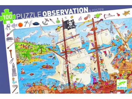 PUZZLE OBSERVATION LES PIRATES 100 PIECES - DJECO - DJ07506