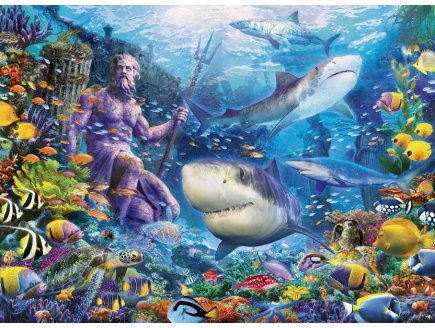 PUZZLE OCEAN LES REQUINS LE ROI DE LA MER DAUPHINS SUR LE RECIF DE CORAIL 500 PIECES - RAVENSBURGER - 150397