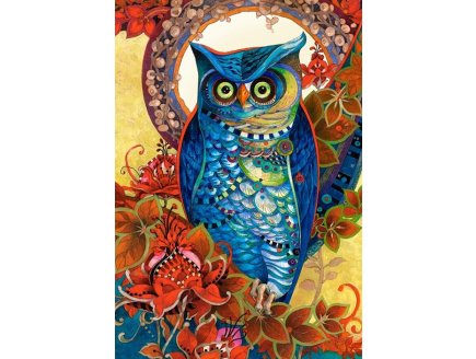 PUZZLE OISEAU DE NUIT : HIBOU EN FETE 1500 PIECES - COLLECTION DAVID GALCHUTT - CASTORLAND