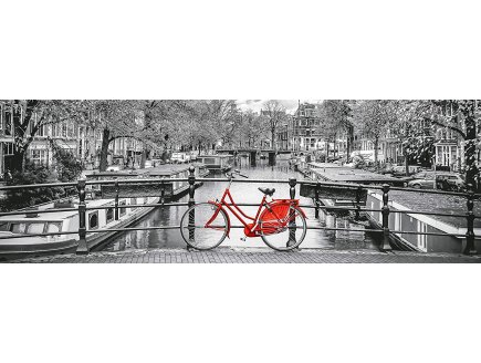 PUZZLE PANORAMA NOIR ET BLANC AMSTERDAM ET LE VELO 1000 PIECES - COLLECTION PAYSAGE PAYS-BAS - CLEMENTONI - 39440