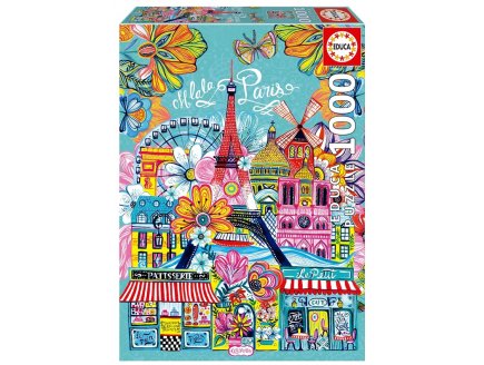 Puzzle Paris illustr�, Car Pintos 1000 pieces - Illustration & Artiste, France, Europe - Educa - 20559