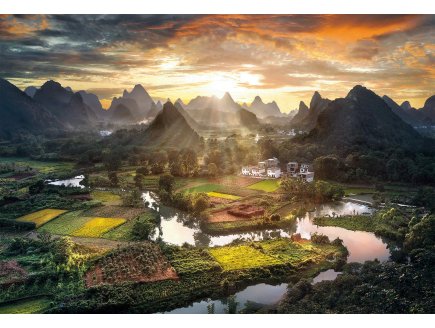 PUZZLE PAYSAGE DE CHINE 2000 PIECES - COLLECTION RIZIERE ET MONTAGNE - CLEMENTONI - 32564