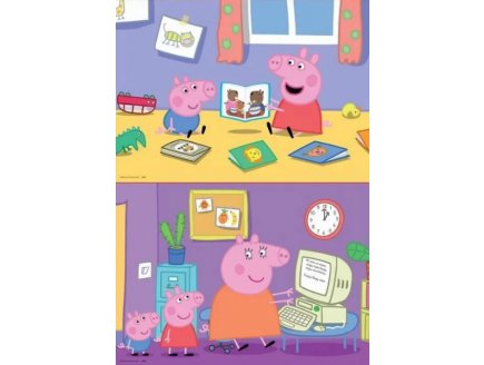 Puzzle peppa pig : peppa le cochon fait de l ordinateur / dans sa chambre 2 x 20 pieces - educa - 18087