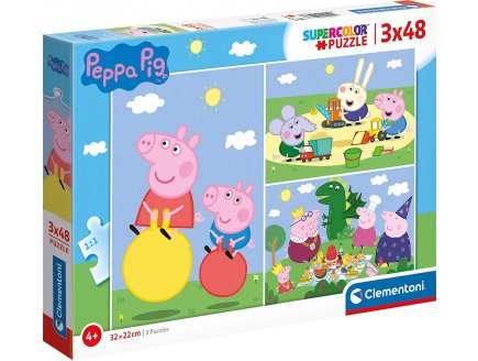 PUZZLE PEPPA PIG PIQUE-NIQUE EN FAMILLE - JOUE AU PARC 3 X 48 PIECES - CLEMENTONI PEPPA LE COCHON - 25263