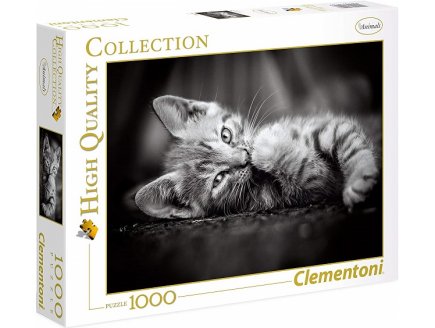 Puzzle petit chat gris couche 1000 pieces - collection animaux - Clementoni - 39950