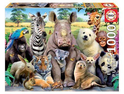 Puzzle photo selfie droles d'animaux sauvages 1000 pieces - serie speciale - Educa - 15517