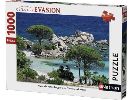 Puzzle plage de palombaggia 1000 pieces - collection evasion - corse - nathan 