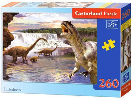 Puzzle plaine de dinosaures : famille de branchiosaures 260 pieces - collection dino - t-rex - castorland
