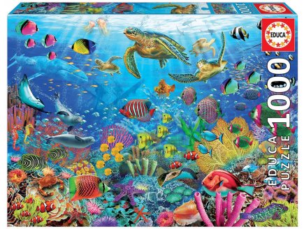 Puzzle poissons marin et tortues au paradis 1000 pieces - collection ocean et coraux - Educa 19266
