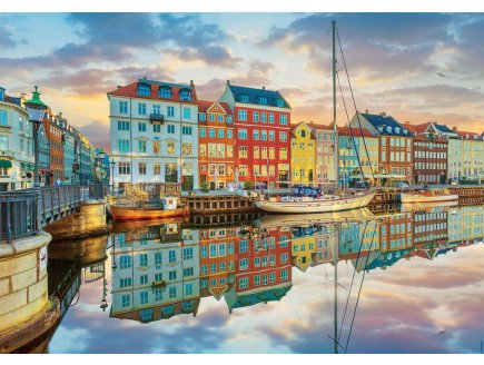 PUZZLE PORT DE COPENHAGUE 2000 PIECES - COLLECTION DANEMARK - BATEAU - EDUCA - 19278