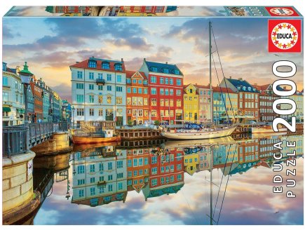 Puzzle port de copenhague 2000 pieces - collection danemark - bateau - Educa - 19278