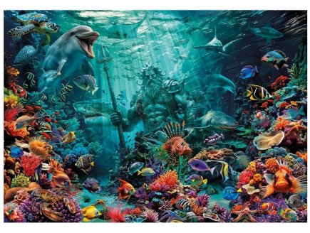 PUZZLE ROYAUME DE POSEIDON 1000 PIECES - FOND MARINS, RECIF CORAIL, MYTHOLOGIE - EDUCA - 20174