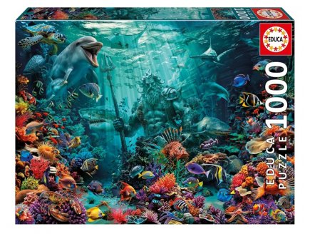 Puzzle royaume de poseidon 1000 pieces - fond marins, recif corail, mythologie - Educa - 20174
