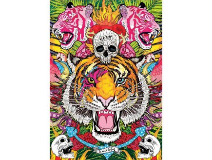 PUZZLE RUGISSEMENT DU TIGRES AVEC TETE DE MORT 1000 PIECES - COLLECTION ANIMAUX SAUVAGES - EDUCA - 19017