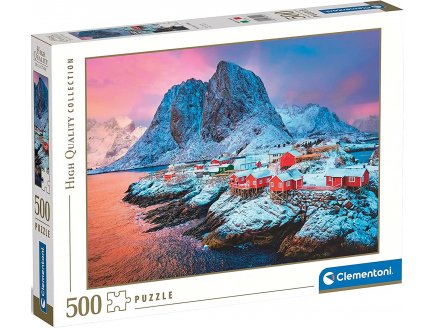 Puzzle scandinave : village hamnoy 500 pieces - collection paysage norvege - montagne - Clementoni - 35144