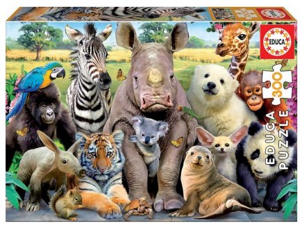 Puzzle selfie droles d'animaux sauvages 300 pieces - photo fun & humour - Educa - 15908