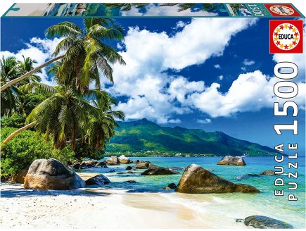 Puzzle seychelles au bord de la plage 1500 pieces - collection paysage mer montagne - Educa 19564
