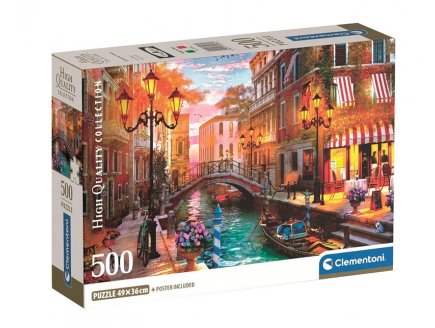 Puzzle Soleil couchant sur Venise, Italie 500 pi�ces - Ville romantique, canaux - Clementoni - 35586
