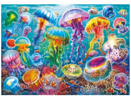 Puzzle Sous l'eau, M�duses color�es 1000 pieces - Animaux marins, Mer & Oc�an - Educa - 20554