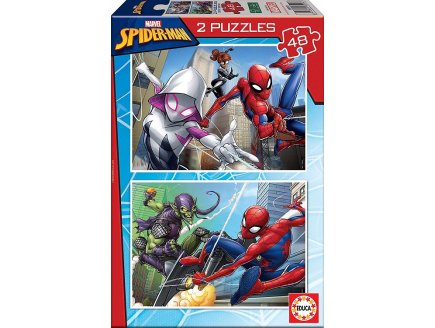 PUZZLE SPIDER-MAN ET LE BOUFFON VERT - 2 X 48 PIECES - COLLECTION SUPER HEROS SPIDERMAN - EDUCA - 18099