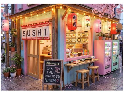 Puzzle Sushi Kawaii 1000 pieces - Restaurant japonais, Cuisine asiatique - Educa - 20564
