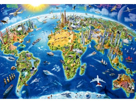 PUZZLE SYMBOLES DU MONDE 2000 PIECES - COLLECTION CARTE DU MONDE - EDUCA - 17129