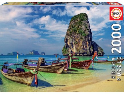 Puzzle thailande krabi / plage avec rocher 2000 pieces - collection ocean - Educa - 18007
