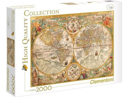 Puzzle vieille carte du monde 2000 pieces - collection pays - Clementoni - 32557
