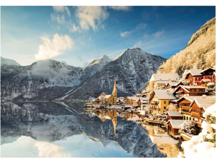 PUZZLE VILE DE HALLSTATT SOUS LA NEIGE EN HIVERS 1500 PIECES - COLLECTION PAYSAGE EN AUTRICHE - EDUCA - 20284