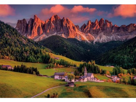 PUZZLE VILLAGE DE VAL DI FUNES : DOLOMITES MONTAGNE 1000 PIECES - COLLECTION PAYSAGE D'ITALIE - CLEMENTONI - 39743