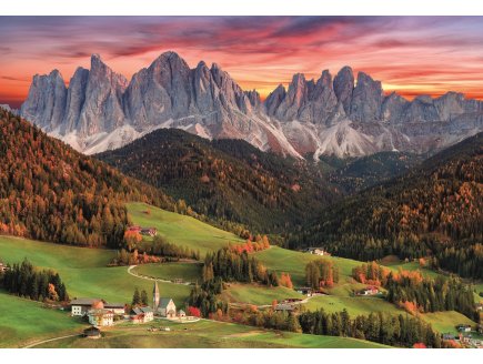 PUZZLE VILLAGE DE VAL DI FUNES : DOLOMITES MONTAGNE 2000 PIECES - COLLECTION PAYSAGE D'ITALIE - CLEMENTONI - 32570